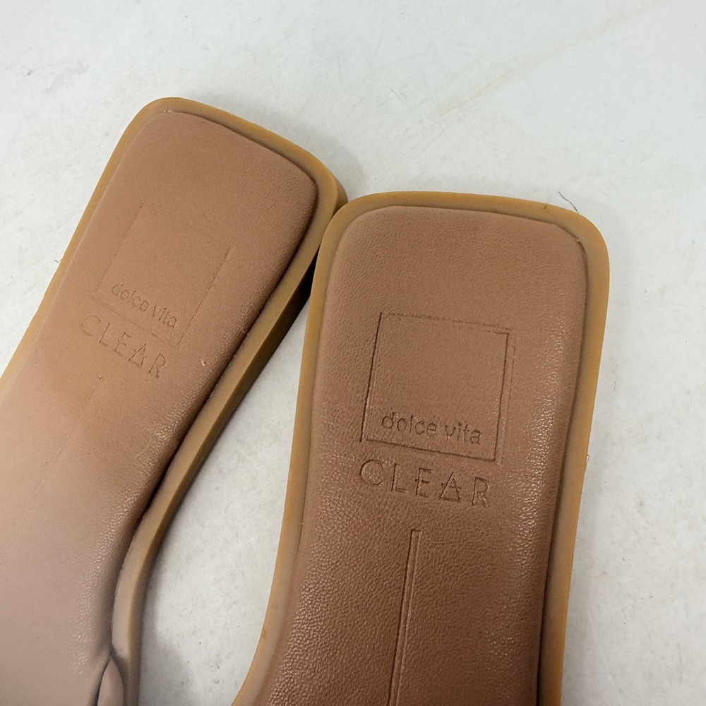 Dolce Vita Indre Slide Sandals Tan Brown Square Toe Flat Strappy Shoes Size 8 - Picture 3 of 10
